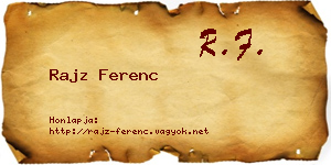 Rajz Ferenc névjegykártya